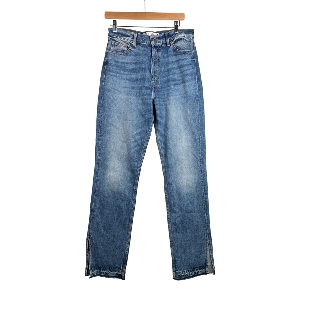EB Denim Women's Button Fly Straight Leg Jeans size 29 Light Blue Denim